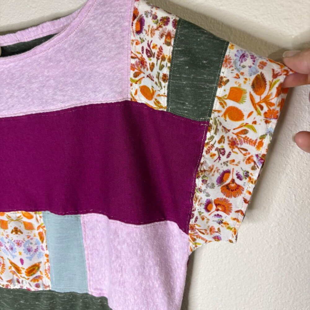 Upcycled Patchwork Size M Blouse Unique Retro Fal… - image 4